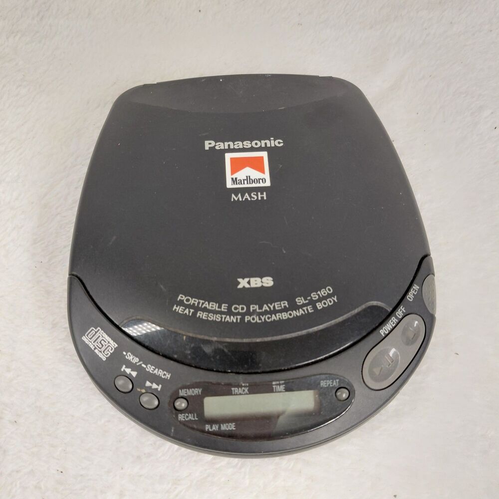 VTG 1995 Panasonic SL-S160 Portable CD Player Marlboro MASH XBS Black TESTED